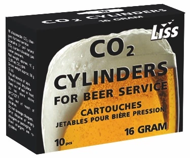 Балончики CO2 16 грам без різьблення Liss, для міні пивоварень, розливу та карбонізації, 10шт.