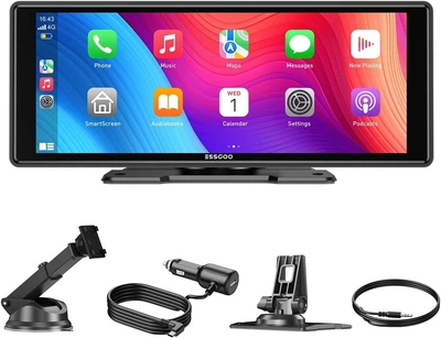 Автомобільний екран ESSGOO 10,26" монітор з CarPlay та Android Auto, дисплей з голосовим помічником, AUX, FM Карплей