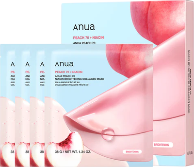 Маска колагенова Anua Peach 70 Nacin Brightening 4 x 38 г (8809640739033)
