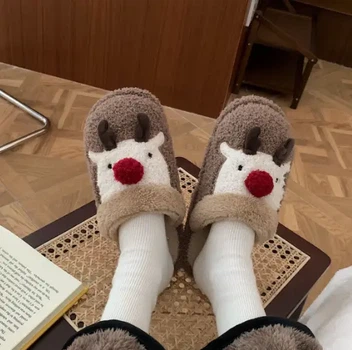 Теплющі капці для дому із зображенням оленя 38-39 Капучино