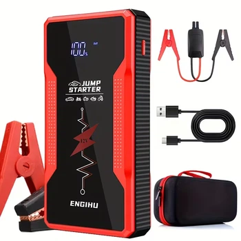 Пускозарядний пристрій (Jump Starter) ENGIHU 12V з LCD-дисплеєм та Smart-затискачами + Кейс
