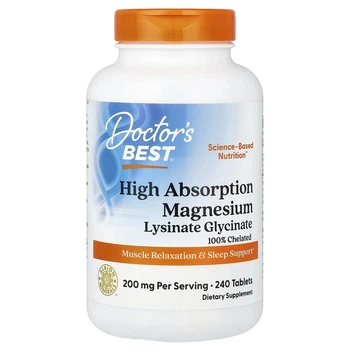 Магній гліцинат Doctor's Best High Absorption Magnesium 200 мг 240 шт(8229043)