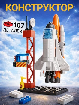 Конструктор Космический корабль 107 деталей Совместимый с LEGO, Детский развивающий конструктор космос шаттл, ракета для мальчика