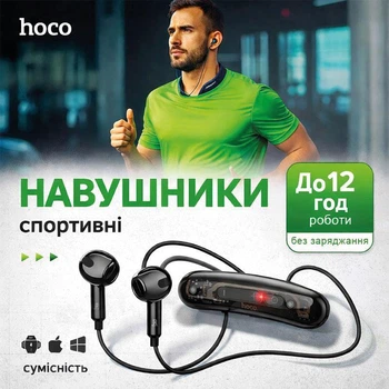 Бездротові Bluetooth навушники з кліпсою Hoco ES77 |12h, BT5.4| Навушники для спорту та роботи Black