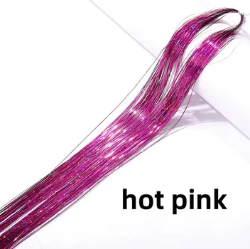 Тонкие ярко--розовые голографические пряди lhotpink 120 см для волос канекалона блестящие декоративные нити голографик для прически