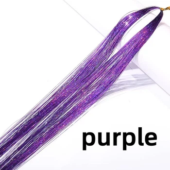 Тонкие фиолетовые голографические пряди purple 120 см для волос канекалона блестящие декоративные нити голографик для прически