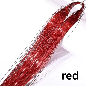 Тонкие красные голографические пряди red 120 см для волос канекалона блестящие декоративные нити голографик для прически