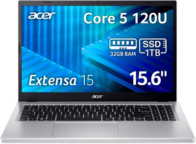 Ноутбук Acer Extensa 15 EX215-57-50E0 (NX.EJAEU.009) Pure Silver / 15.6" IPS Full HD / Intel Core 5 120U / RAM 32 ГБ / SSD 1 ТБ
