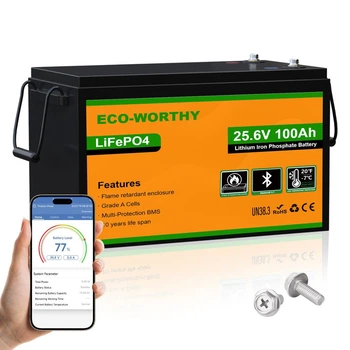 Акумулятор ECO-Worthy LFP 24-100 LiFePO4 Bluetooth - LiFePO4 на 24 В 100 ампер-часов