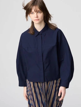 Рубашка хлопковая женская UNIQLO 804467186 2XL Синяя (1159854266)
