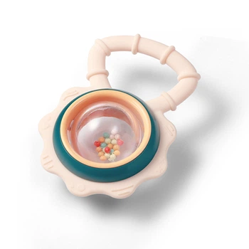 Игрушка погремушка с грызунком для младенцев Babyono Цветочек 3м+ 8х11 см розовая 1586