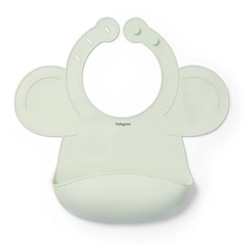 Детский нагрудник силиконовый для кормления 6м+ Babyono с застёжкой 30x28 см зелёный
