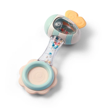 Игрушка погремушка с грызунком для младенцев Babyono Пчелка 3м+ 6х14 см мятная 1591