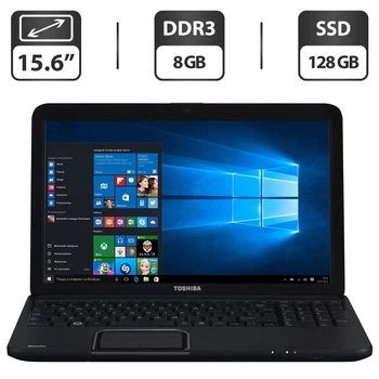 Ноутбук Б-класс Toshiba Satellite C855 / 15.6" (1366x768) TN / Intel Core i5-3230M (2 (4) ядра по 2.6 - 3.2 GHz) / 8 GB DDR3 / 128 GB SSD / Intel HD Graphics 3000 / WebCam / DVD-ROM б/у