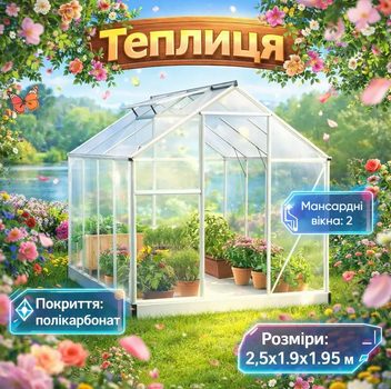 Теплица Bass Polska 85946 AL 2,5×1,9×1,95 м, алюминиевый каркас