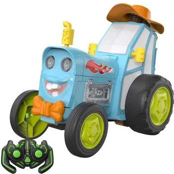 Детский интерактивный прыгающий трактор 2101-1/МК на радиоуправлении Crazy Car, голубой
