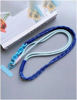 Шнурок на шею Rope Wicker для украшения телефона синий аксессуар для удобного ношения