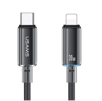 Кабель USAMS Cloud Series Type-C to Lightning 1.2м швидкий чорний заряд