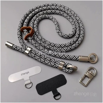 Шнурок на шею Rope Stripe Cord для украшений телефона черно-белый аксессуар для удобного ношения