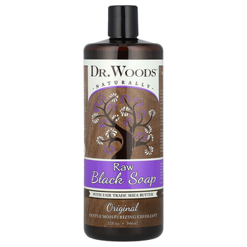 Чорне мило для обличчя та тіла Dr. Woods "Raw Black Soap" з олією ши (946 мл)