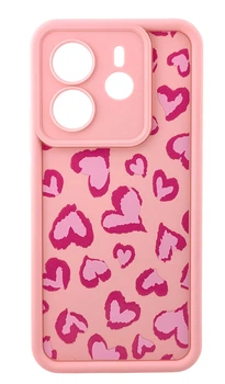 Чехол Shock Case Print для Xiaomi Redmi Note 14 4G EU (24117RN76E) бампер светло-розовый с рисунком Сердца