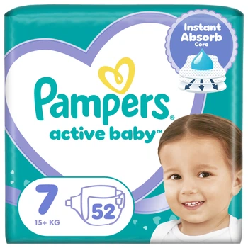 Подгузники Pampers Active Baby Размер 7 15+ кг 52 шт (8006530230131)