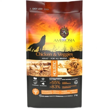 Беззерновой сухой корм Ambrosia Chicken & Veggies для взрослых собак всех пород с курицей и овощами 2 кг