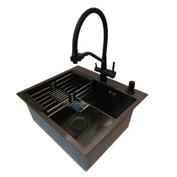 Кухонна мийка 4-в-1 (комплект) Kraft HS 540Х480 NANO BLACK PVD (3.0/1.0 мм)