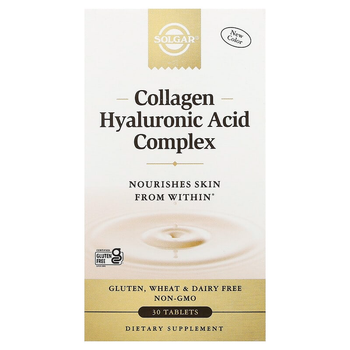 Гіалуронова кислота SOLGAR "Hyaluronic Acid" з вітаміном с, колагеном і хондроїтином, 120 мг (30 таблеток)
