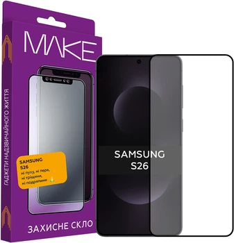 Защитное стекло MAKE для смартфона Samsung Galaxy S26 Black (MGF-SS26)