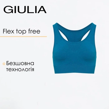 Жіночий безшовний спортивний топ Giulia FLEX TOP FREE XXS/XS Blue-lyons, топ борцовка з мікрофібри, комфортний, для спорту