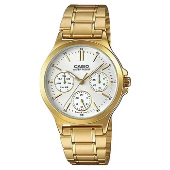 Женские часы Casio LTP-V300G-7A белые 50 м