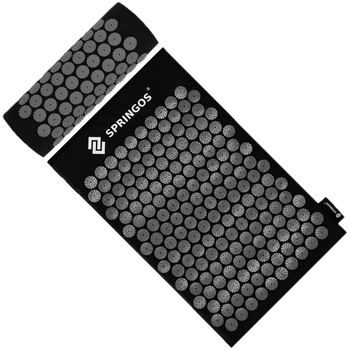 Килимок для акупресури Springos FA0156 з шипами та подушкою 65 x 41 см Сіро-чорний (5907719490229)