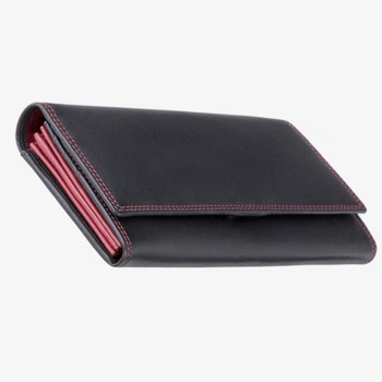 Женский кожаный кошелек Visconti CD21 Topaz Black Red — Натуральная кожа, RFID-защита, На ровную купюру, 18 см, Черно-красный