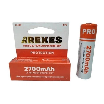 Аккумулятор 18650 Arexes 2700mAh 3.7V Li-ion (59490)