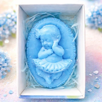 Мыло сувенирное фигурное Младенец Балерина, в подарочной упаковке, Голубое