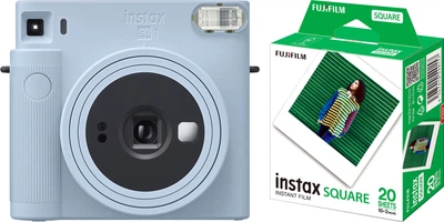 Комплект Камера моментальной печати Fujifilm Instax Square SQ 1 EX D Blue (16672142) + Картридж с фотобумагой моментальной фотографии Fujifilm Instax Square Film EU 10X2/PK (16921634)