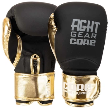 Перчатки боксерские на липучке Core Fight Gear 5249 размер 12 унций Black-Gold