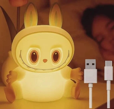 Силиконовый ночник Лабубу аккумуляторный с USB зарядкой (6598-9579)