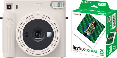Комплект Камера миттєвого друку Fujifilm Instax Square SQ 1 EX D White (16672166) + Картридж з фотопапером моментальної фотографії Fujifilm Instax Square Film EU 10X2/PK (16921634)