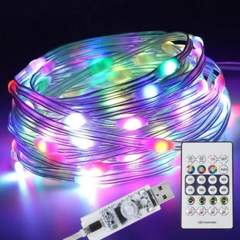 LED гирлянда USB 20м 200 диодов с пультом RGB мультиколор (6598-10771)