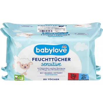 Влажные детские салфетки для чувствительной кожи babylove Feuchttücher sensitive 80 шт