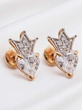 Золоті сережки-цвяшки «Корона» 700342-1с