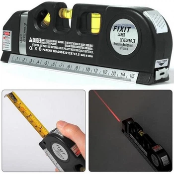Уровень лазерный Fixit Laser Pro 3 3 в 1 с рулеткой нивелир строительный измерительный инструмент горизонтальная вертикальная линия для ремонта