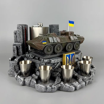 Набор для виски штоф со стопками и флягой "БТР-70" | Декор для офиса, кабинета, дома PA_1229_1