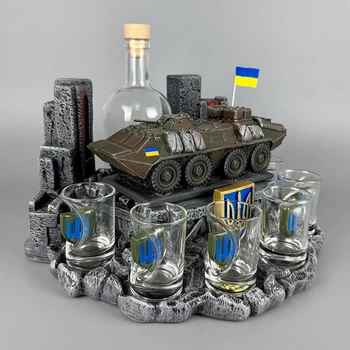 Набор для водки "БТР-70" ручная работа | Подарок на день защитника Украины PA_1229_3