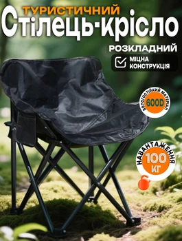 Складной стул-кресло паук со спинкой и карманом Quest 69х45×65 см Черный