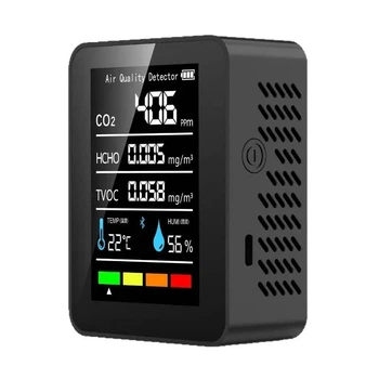 Анализатор качества воздуха 5в1 CO2 TVOC HCHO Датчик температуры и влажности портативный Черный