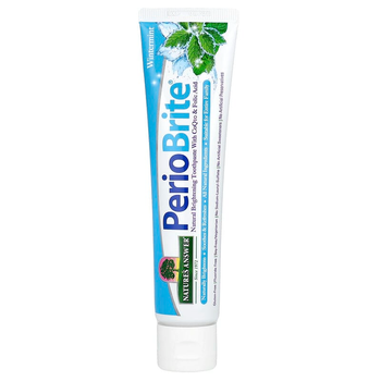 Отбеливающая зубная паста Nature's Answer "PerioBrite Brightening Toothpaste" с ксилитолом, без фторидов для зубов взрослых и детей, вкус зимняя мята (113,4 г / 4 унции)