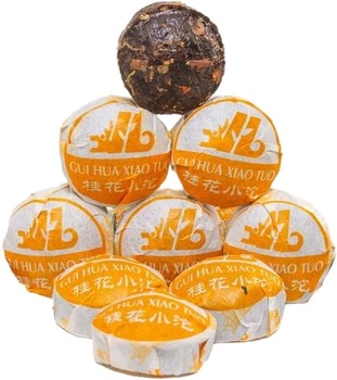 Чай Jinglong Tea Factory Шу Пу Ер Цзин Лун Османтус із квіточками коричного дерева 5 г х 20 мініточ (4823134500774)